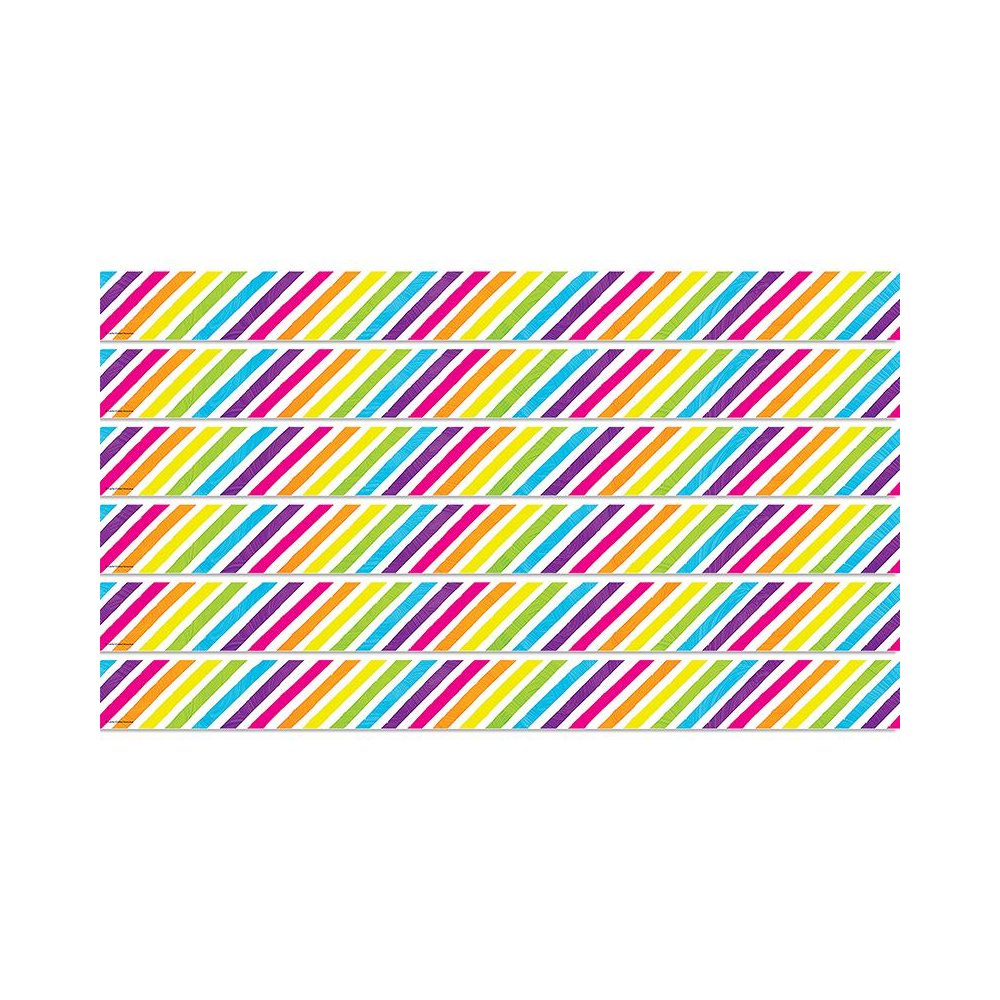 Brights 4Ever Stripes Straight Border Trim, 35 Feet Per Pack, 6 Packs. Picture 1