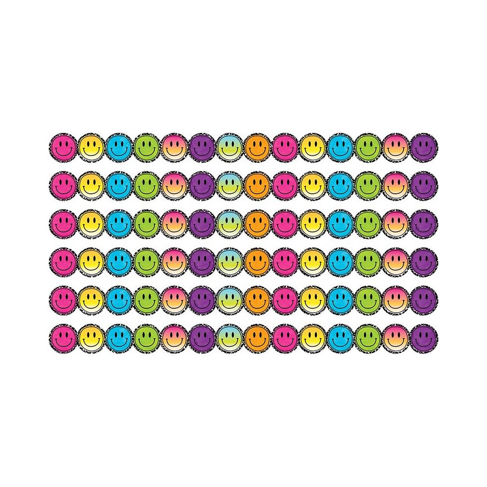 Brights 4Ever Smiley Faces Die-Cut Border Trim, 35 Feet Per Pack, 6 Packs. Picture 1