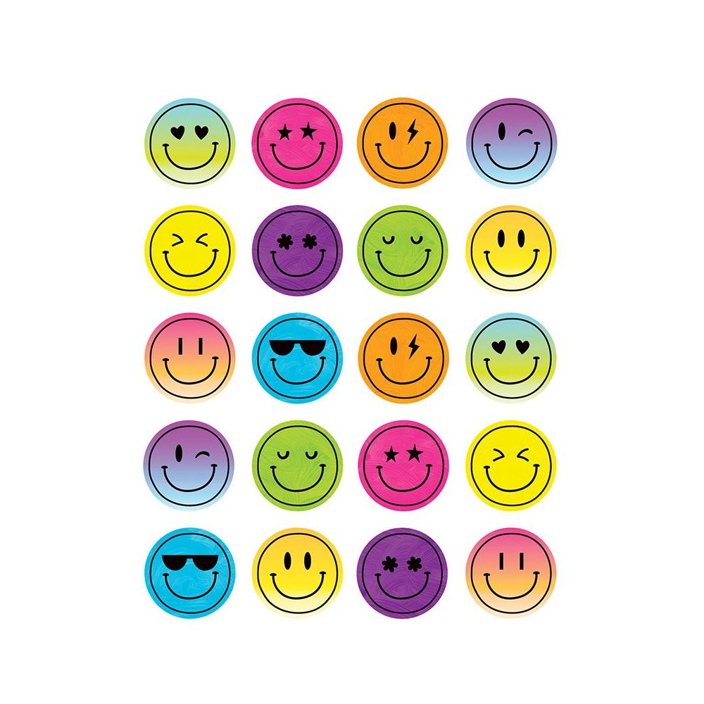 Brights 4Ever Smiley Faces Stickers, 120 Per Pack, 12 Packs. Picture 1