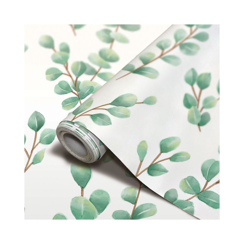 Peel and Stick Decorative Paper Roll, 17-1/2" x 10 ft, Eucalyptus. Picture 1