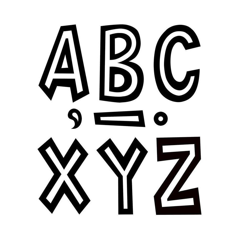 Black and White 7" Fun Font Letters, 120 Per Pack, 2 Packs. Picture 1