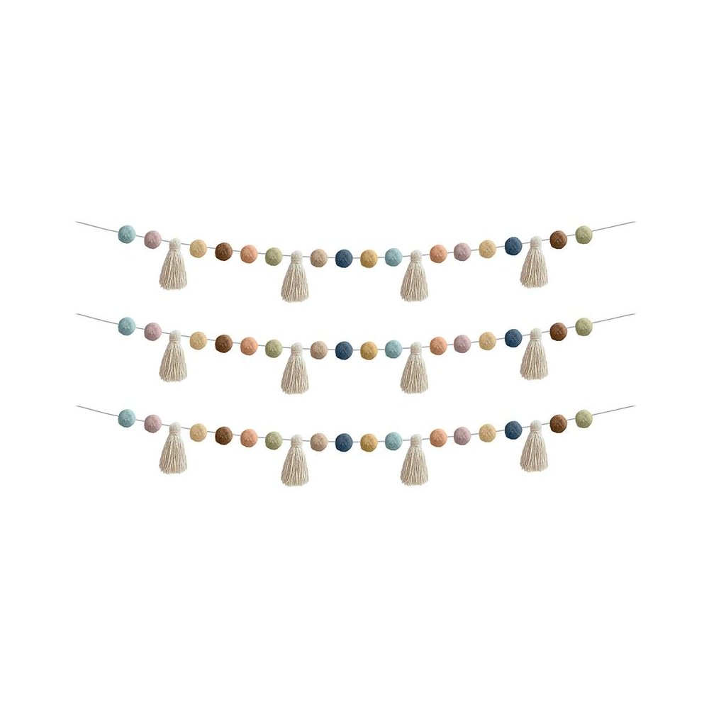 Everyone is Welcome Pom-Poms and Tassels Garland, Pack of 3. Picture 1