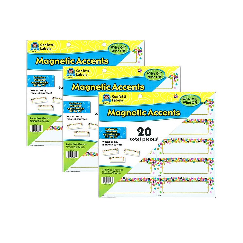 Confetti Labels Magnetic Accents, 20 Per Pack, 3 Packs. Picture 1