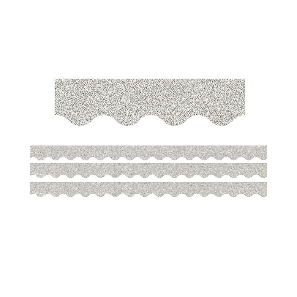 Silver Glitz Scalloped Border Trim, 35 Feet Per Pack, 3 Packs. Picture 1