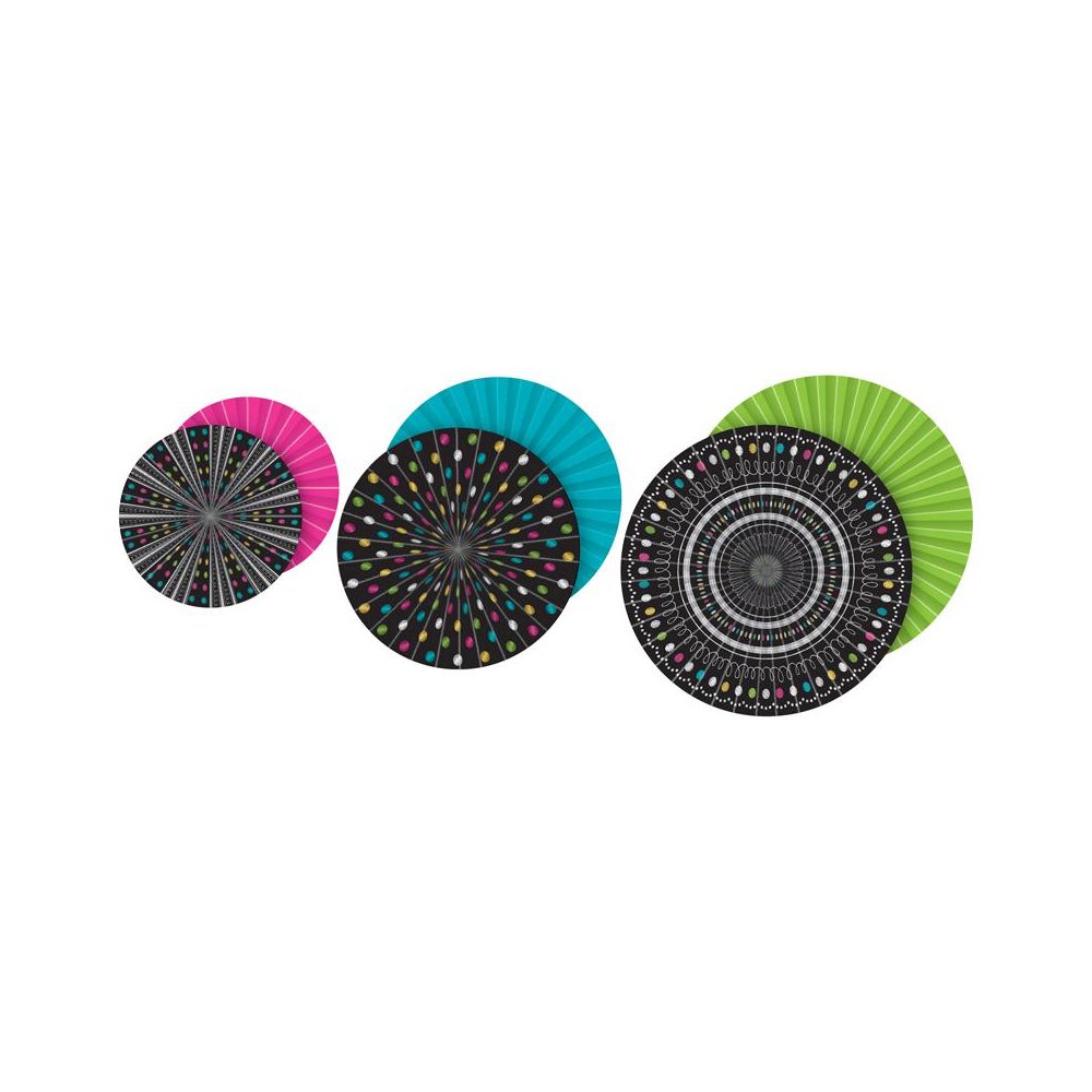 Chalkboard Brights Hanging Paper Fans, 3 Per Pack, 3 Packs. Picture 1