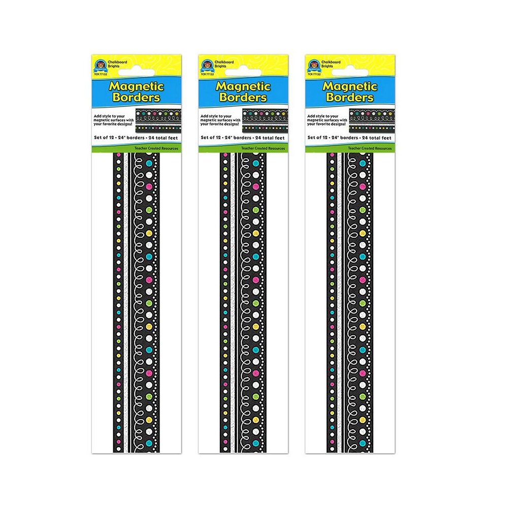 Chalkboard Brights Magnetic Borders, 24 Feet Per Pack, 3 Packs. Picture 1