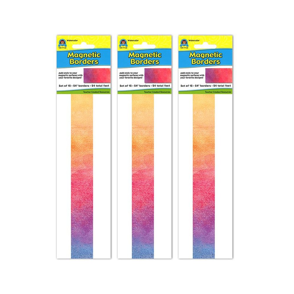 Watercolor Magnetic Border, 24 Feet Per Pack, 3 Packs. Picture 1