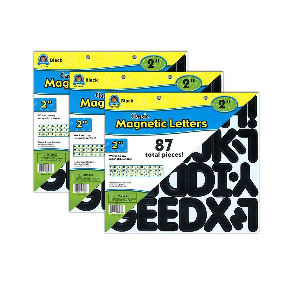 Black Classic 2" Magnetic Letters, 87 Pieces Per Pack, 3 Packs. Picture 1