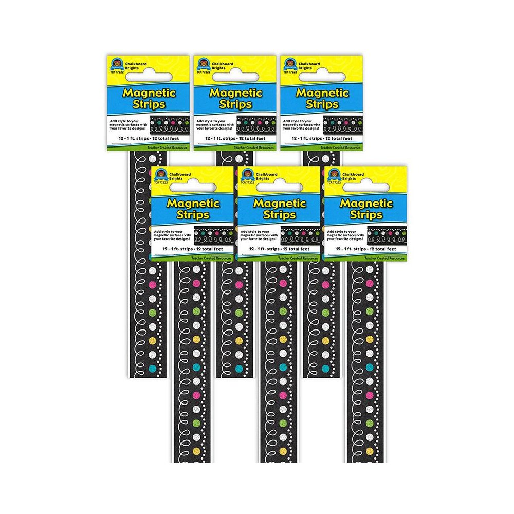 Chalkboard Brights Magnetic Strips, 12 Feet Per Pack, 6 Packs. Picture 1