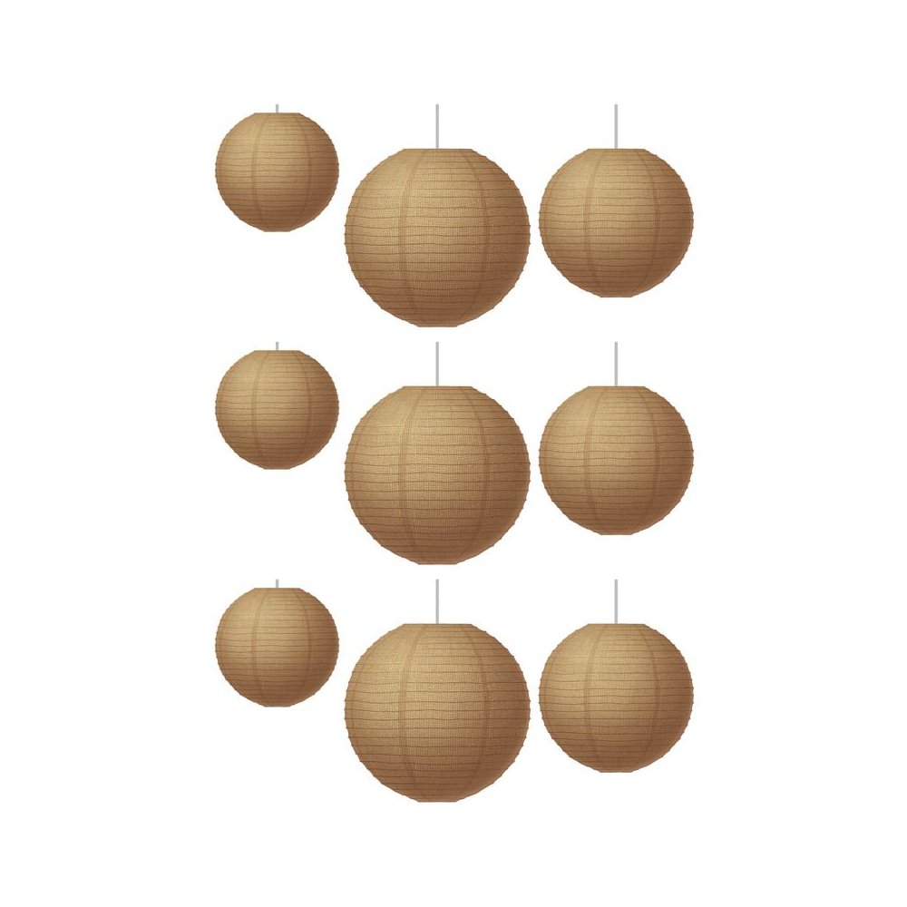Burlap Design Paper Lanterns, 3 Per Pack, 3 Packs. Picture 1