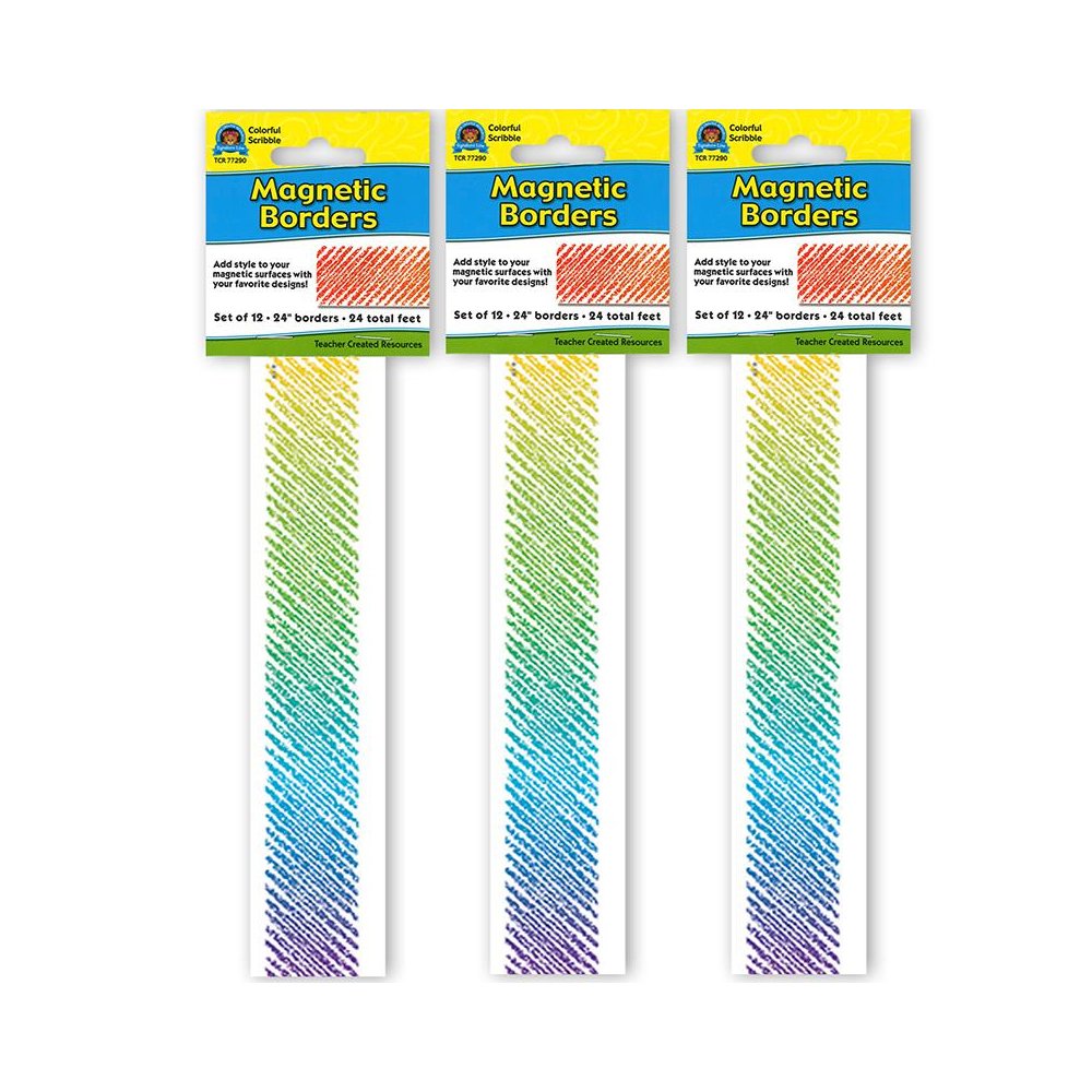 Colorful Scribble Magnetic Border, 24 Feet Per Pack, 3 Packs. Picture 1