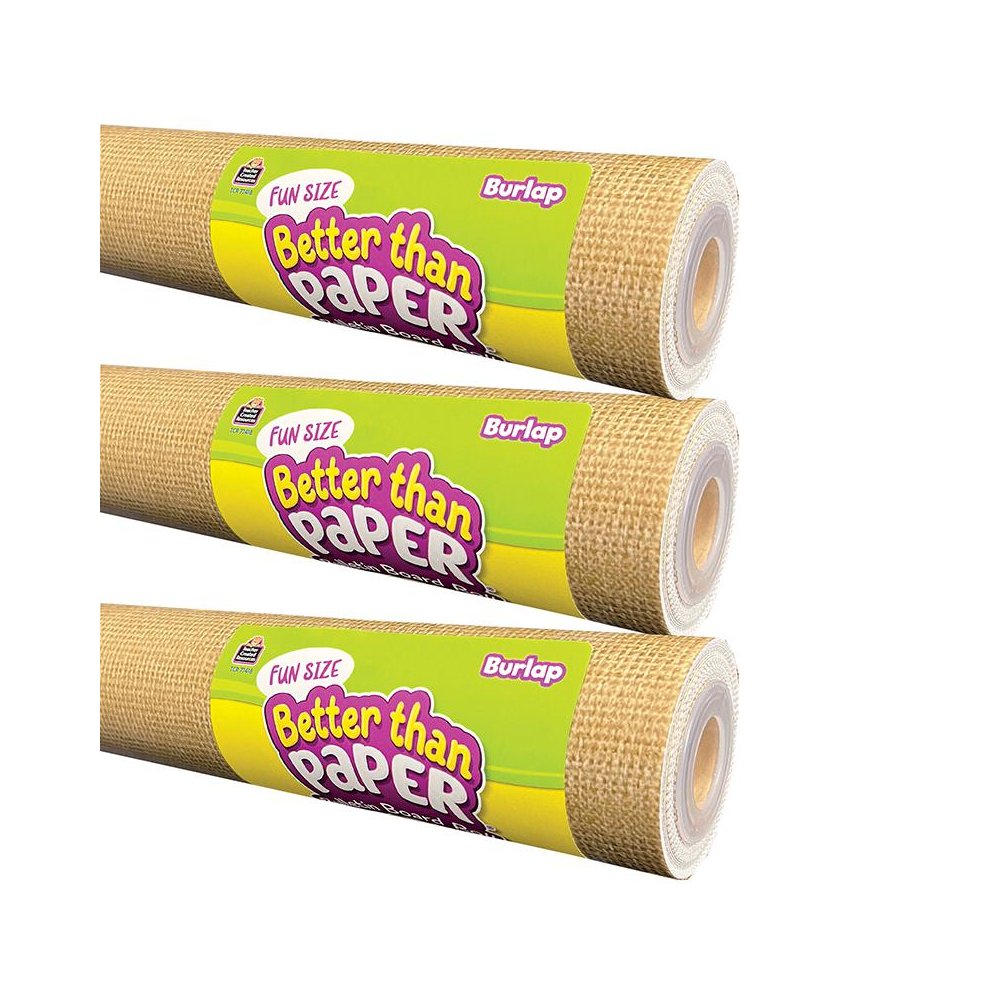 Fun Size Better Than Paper Bulletin Board Roll, 18" x 12', Burlap, Pack of 3. Picture 1