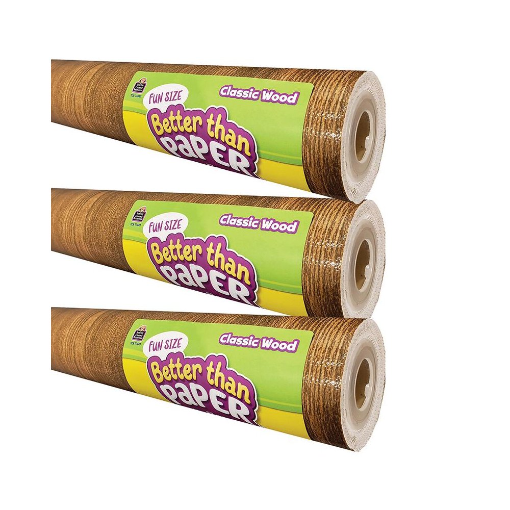 Fun Size Better Than Paper Bulletin Board Roll, Classic Wood, Pack of 3. Picture 1