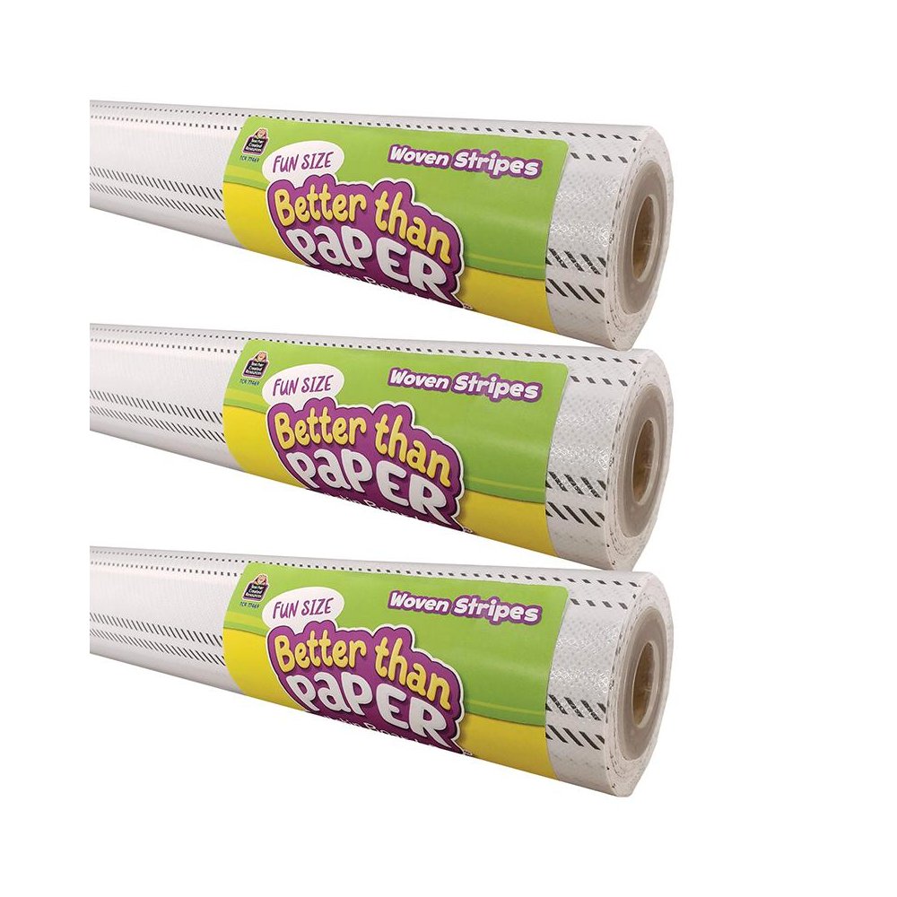 Fun Size Better Than Paper Bulletin Board Roll, Woven Stripes, Pack of 3. Picture 1
