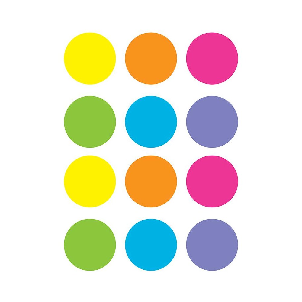 Spot On Dry-Erase Desktop Writing Spots Bright Circles - 7", 6 Per Pack, 2 Packs. Picture 1