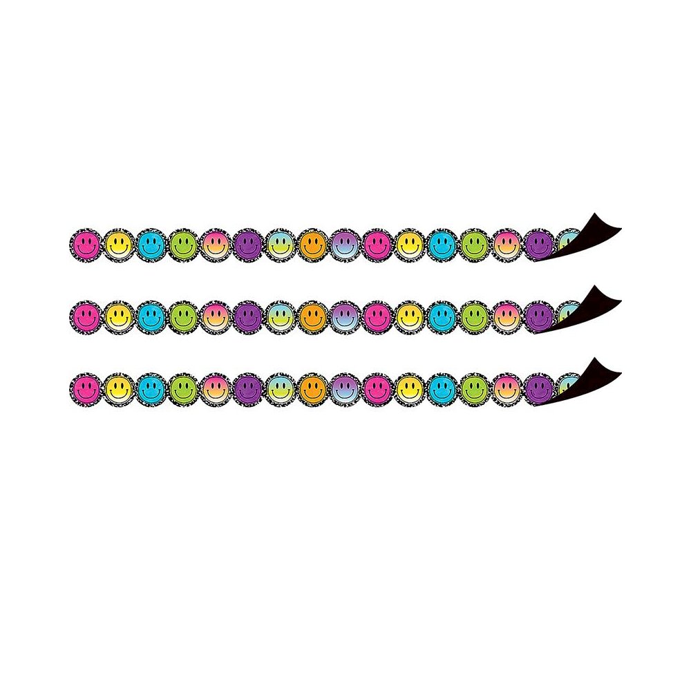 Smiley Faces Die-Cut Magnetic Border, 24 Feet Per Pack, 3 Packs. Picture 1