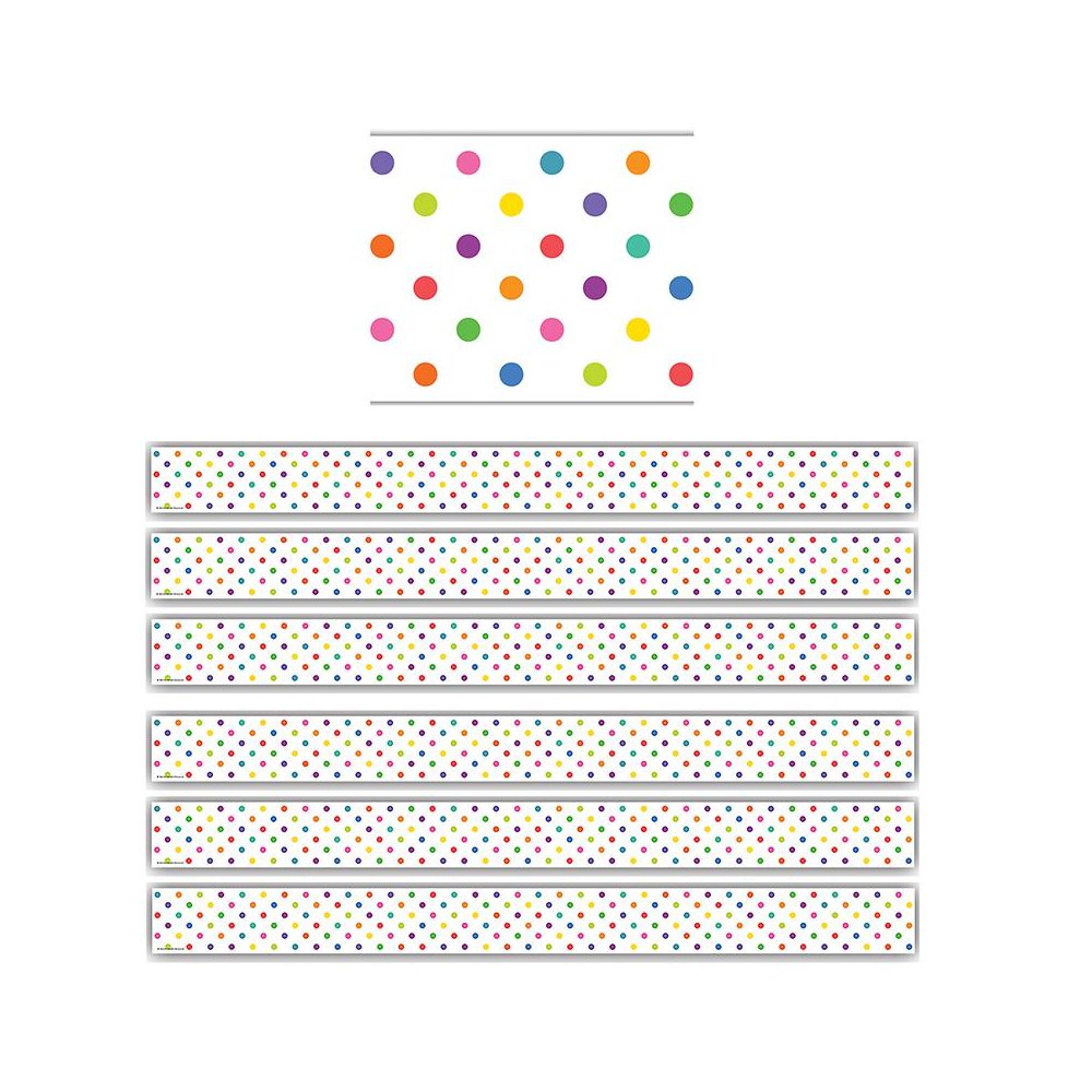 Colorful Dots Straight Border Trim, 35 Feet Per Pack, 6 Packs. Picture 1