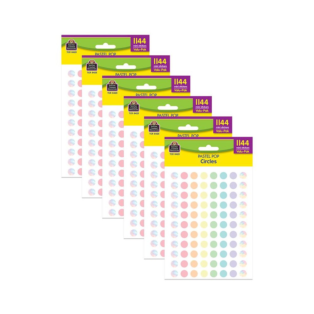 Pastel Pop Circles Mini Stickers Valu - Pack, 1144 Per Pack, 6 Packs. Picture 1