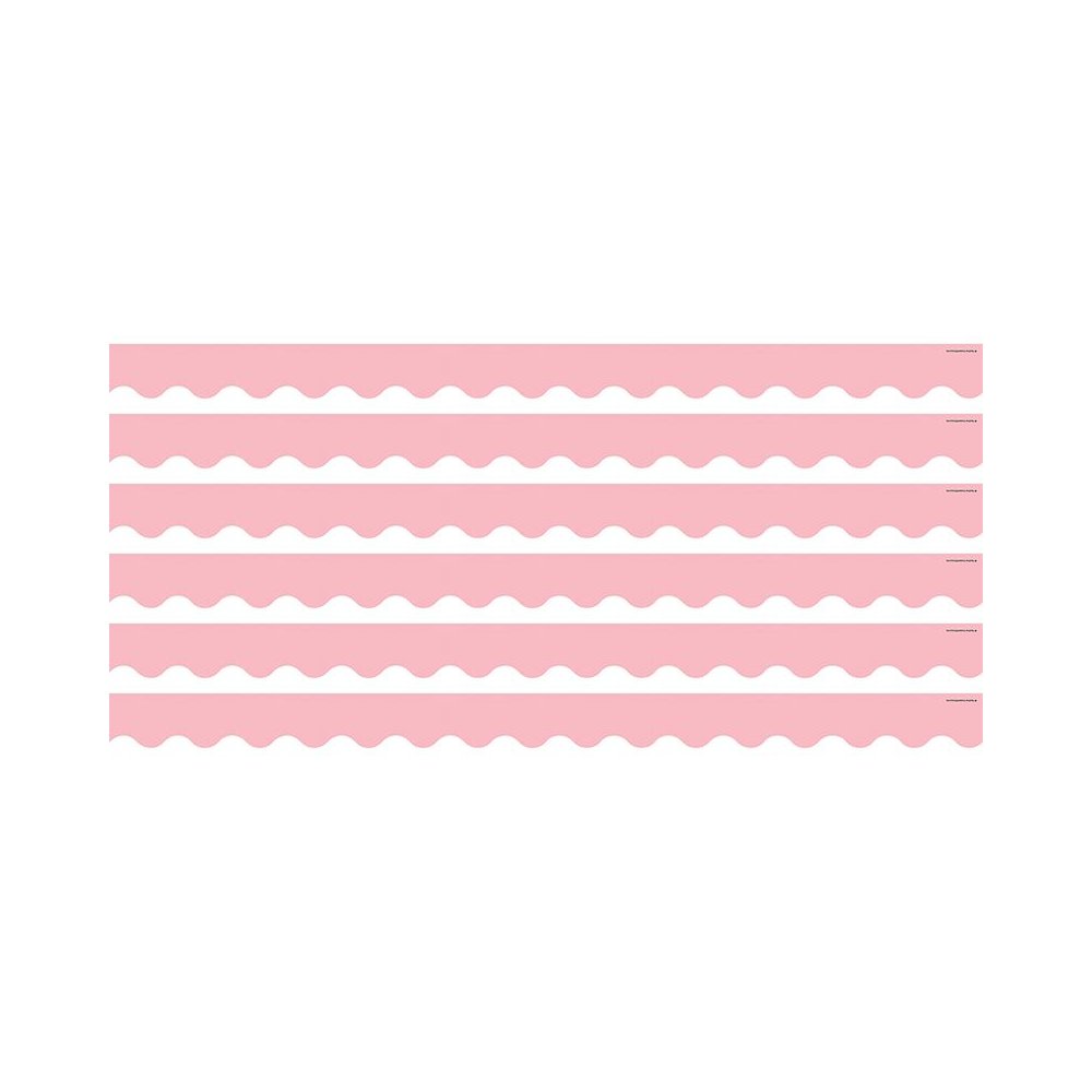 Pastel Pink Scalloped Border Trim, 35 Feet Per Pack, 6 Packs. Picture 1
