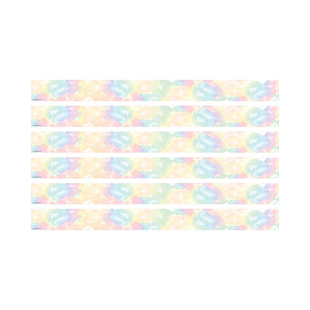 Pastel Pop Tie-Dye Straight Border Trim, 35 Feet Per Pack, 6 Packs. Picture 1