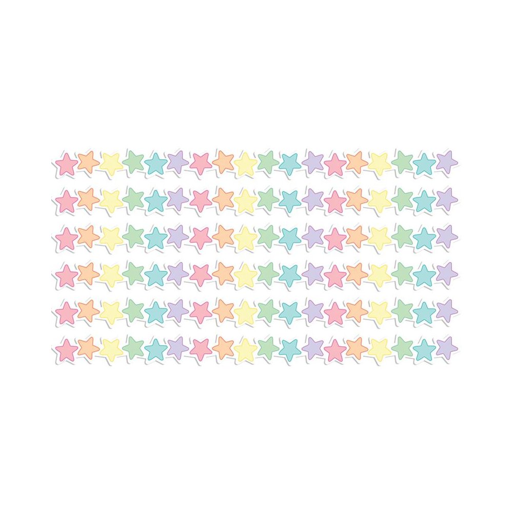 Pastel Pop Stars Die-Cut Border Trim, 35 Feet Per Pack, 6 Packs. Picture 1