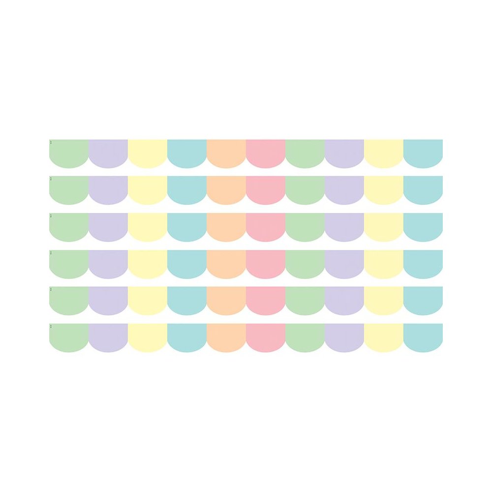 Pastel Pop Scalloped Border Trim, 35 Feet Per Pack, 6 Packs. Picture 1