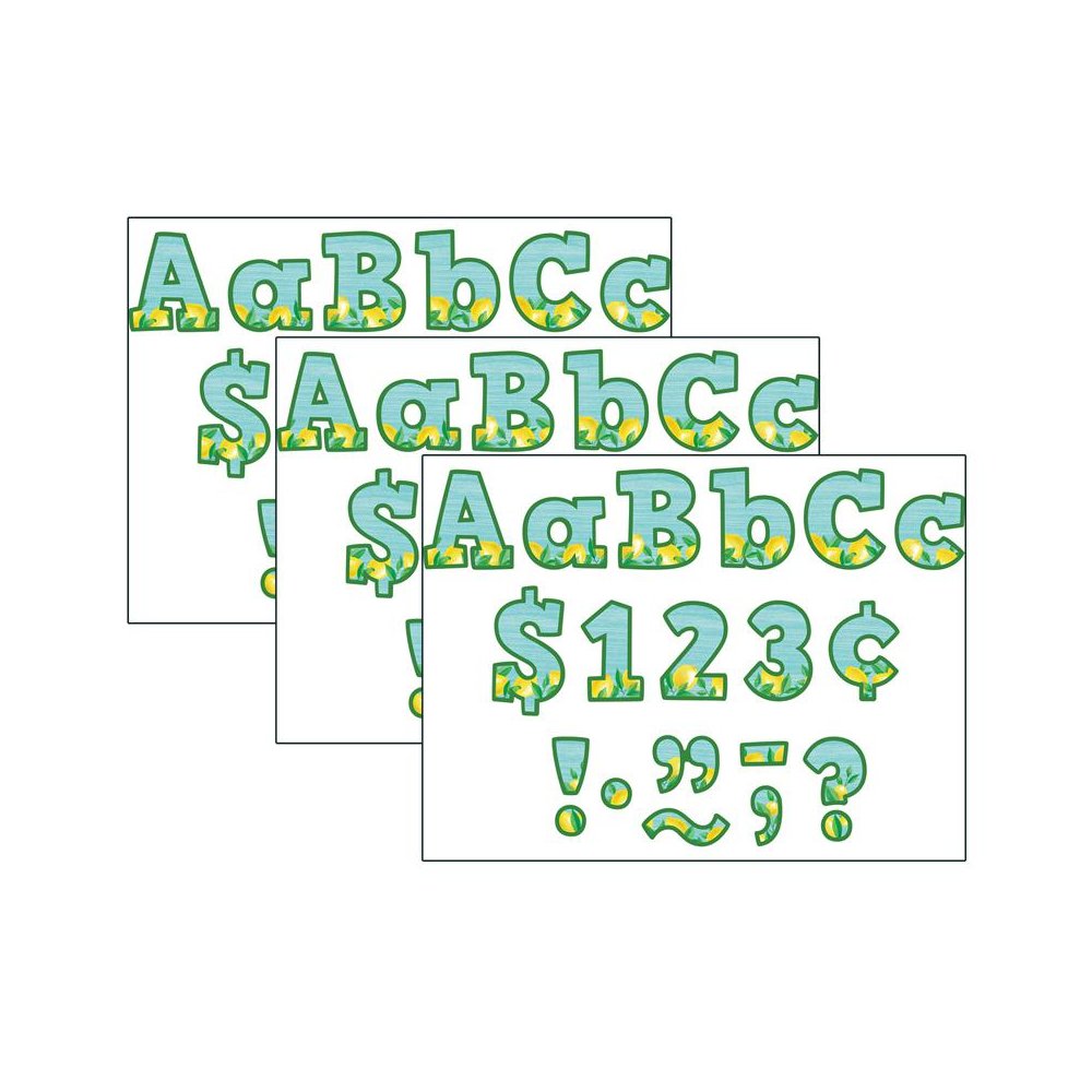 Lemon Zest Bold Block 4" Letters Combo Pack, 230 Per Pack, 3 Packs. Picture 1
