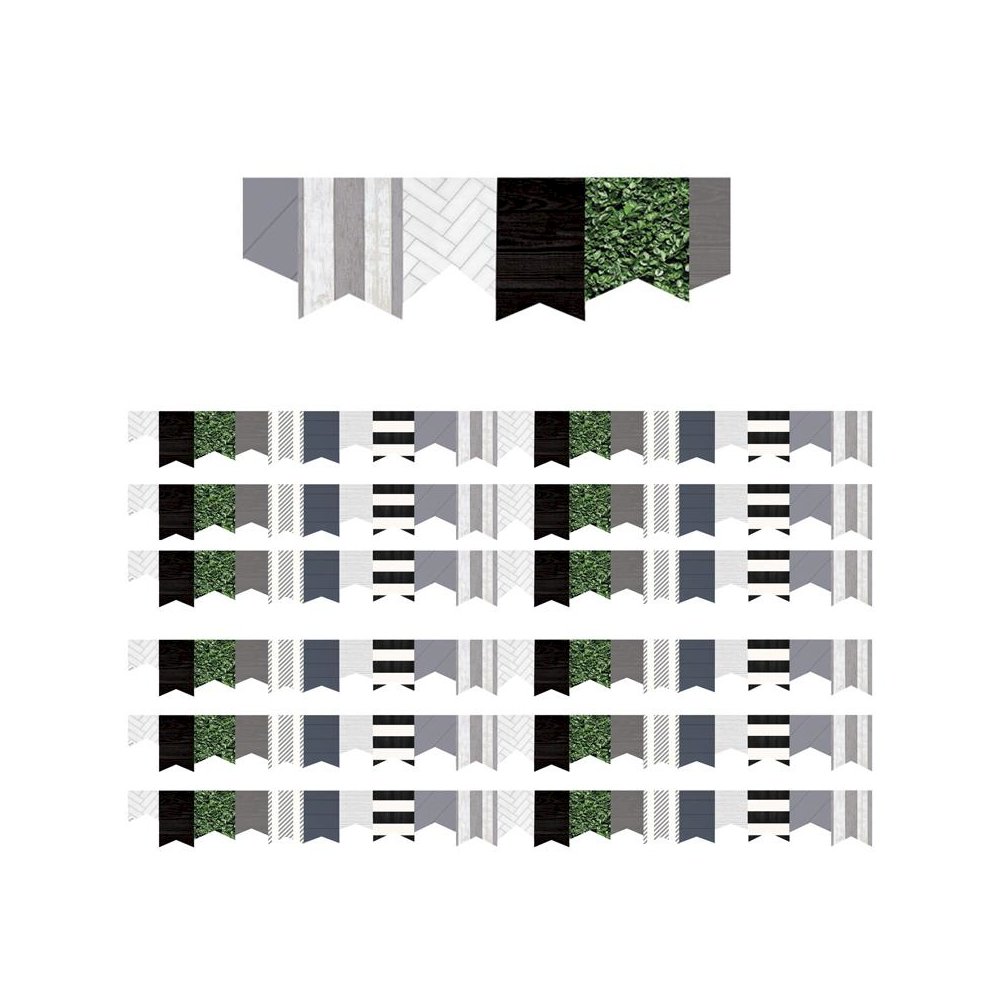 Modern Farmhouse Pennants Die-Cut Border Trim, 35 Feet, 6 Packs. Picture 1