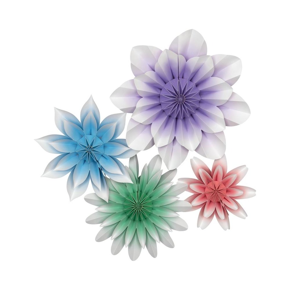 Floral Bloom Paper Flowers, Pack of 4. Picture 1