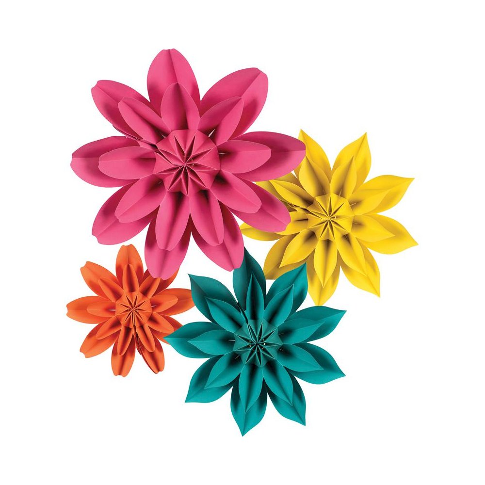 Beautiful Brights Paper Flowers, Pack of 4. Picture 1