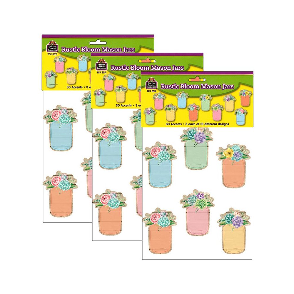 Rustic Bloom Mason Jars Accents, 30 Per Pack, 3 Packs. Picture 1