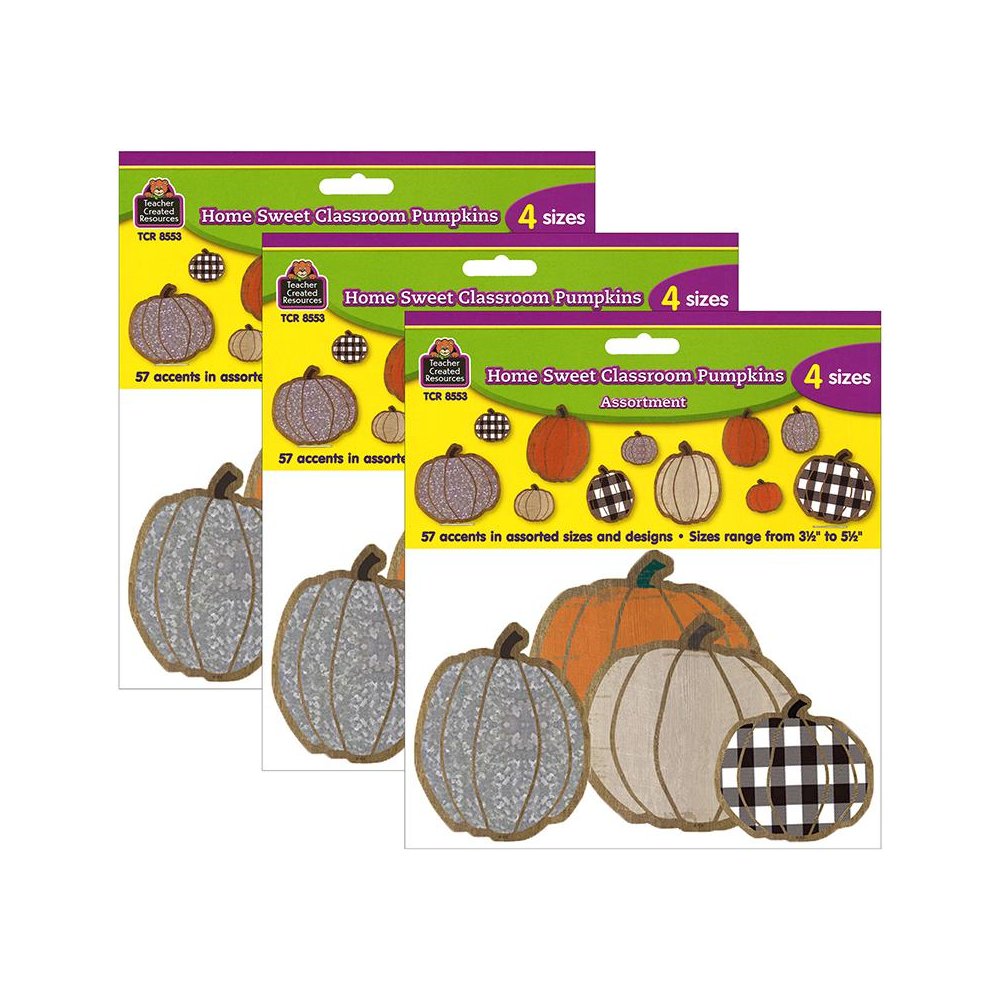 Home Sweet Classroom Pumpkins Accents, Assorted Sizes, 57 Per Pack, 3 Packs. Picture 1