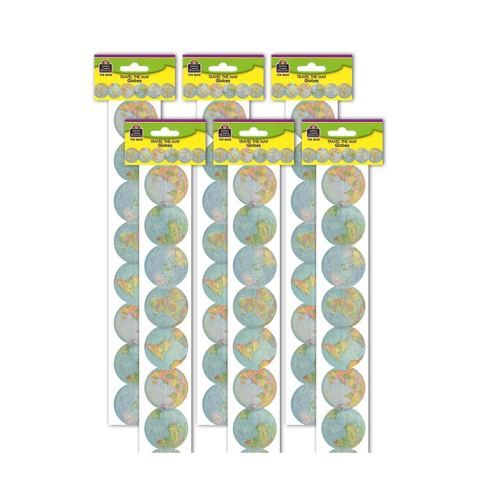 Travel the Map Globes Die-Cut Border Trim, 35 Feet Per Pack, 6 Packs. Picture 1