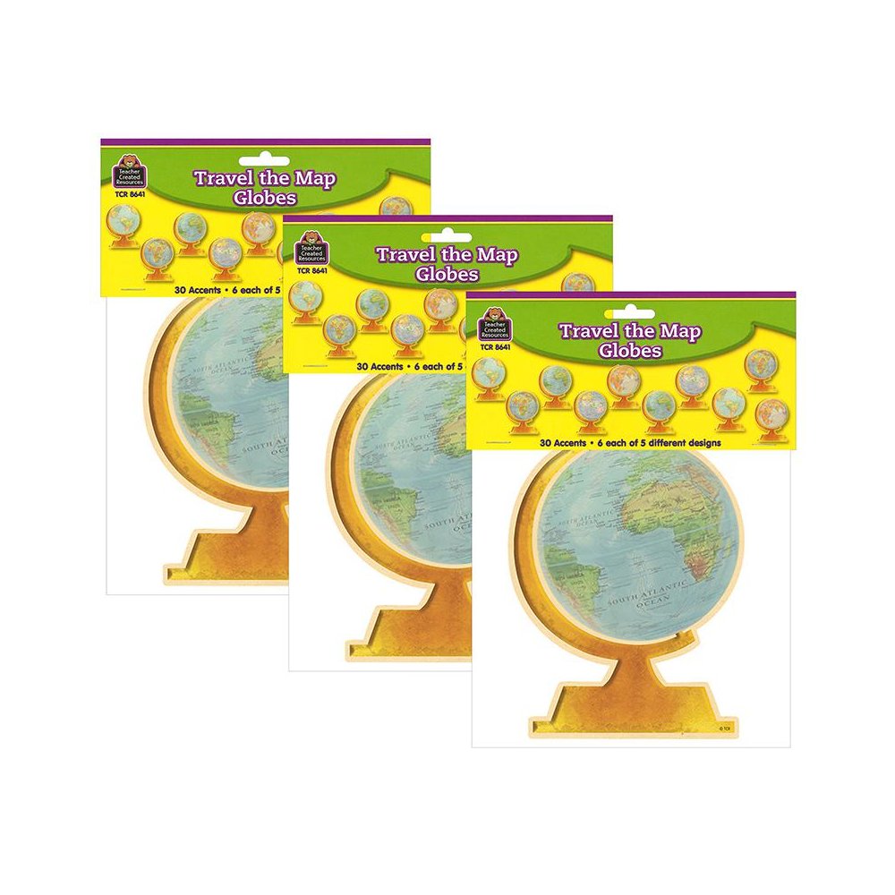 Travel The Map Globes Accents, 30 Per Pack, 3 Packs. Picture 1