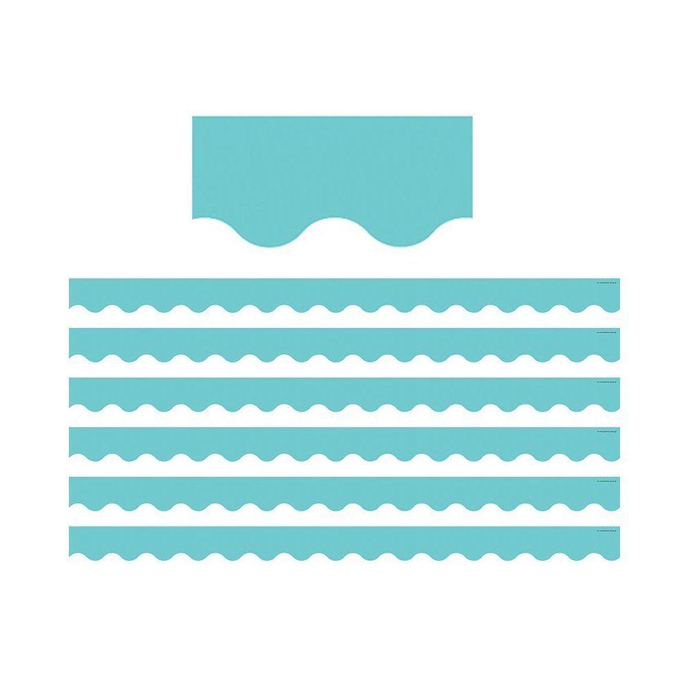 Light Turquoise Scalloped Border Trim, 35 Feet Per Pack, 6 Packs. Picture 1