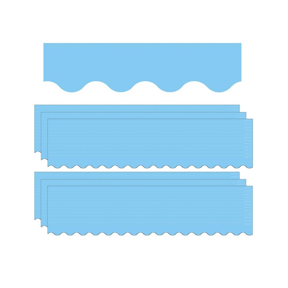 Light Blue Scalloped Border Trim, 35 Feet Per Pack, 6 Packs. Picture 1