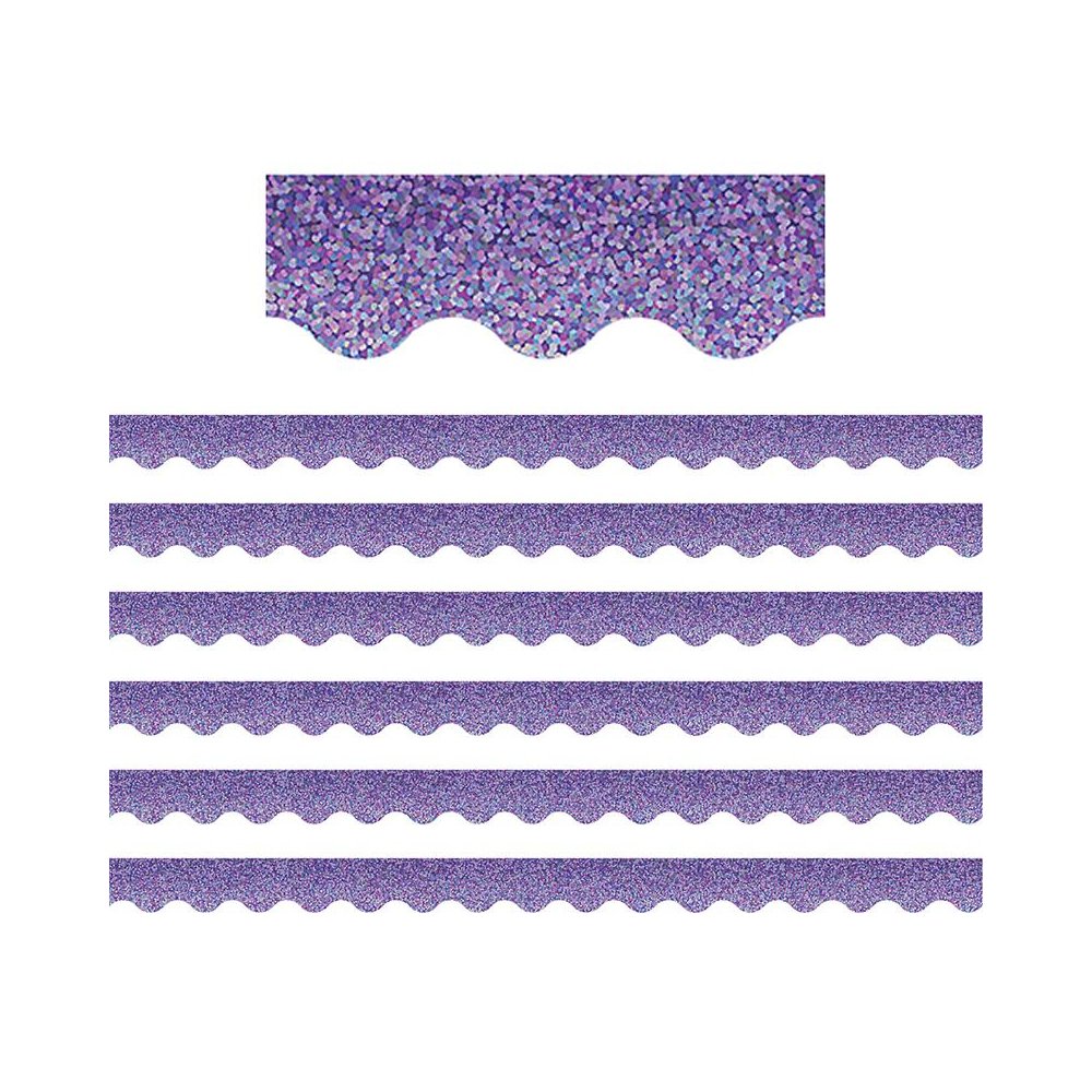 Purple Sparkle Scalloped Border Trim, 35 Feet Per Pack, 6 Packs. Picture 1