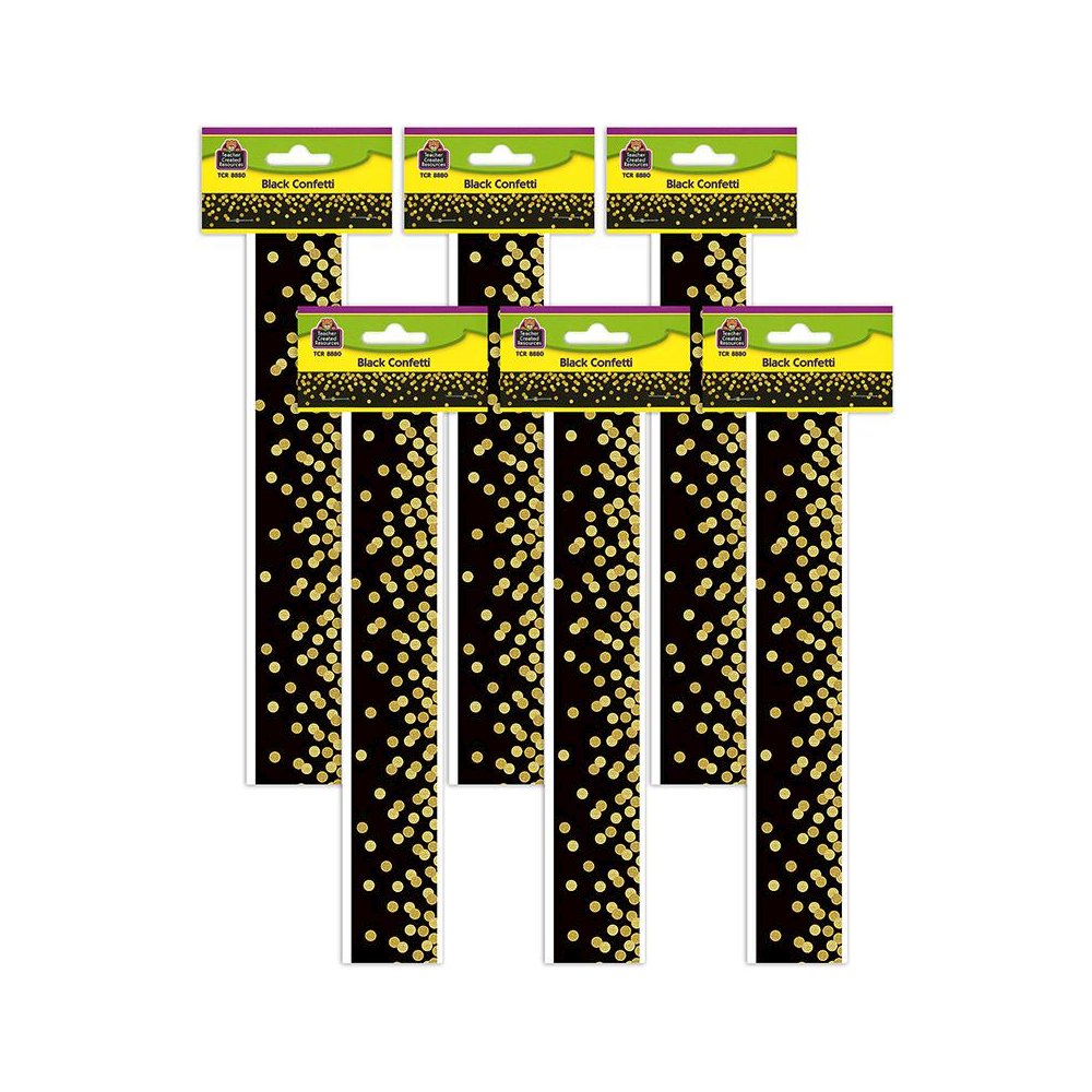 Black Confetti Straight Border Trim, 35 Feet Per Pack, 6 Packs. Picture 1