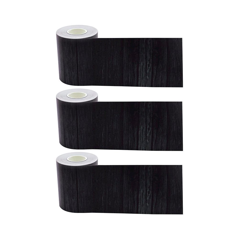 Black Wood Straight Rolled Border Trim, 50 Feet Per Roll, Pack of 3. Picture 1