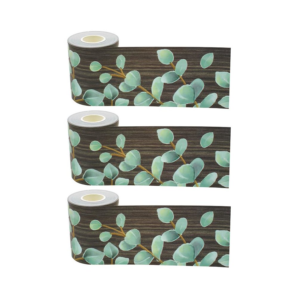 Eucalyptus Straight Rolled Border Trim, 50 Feet Per Roll, Pack of 3. Picture 1