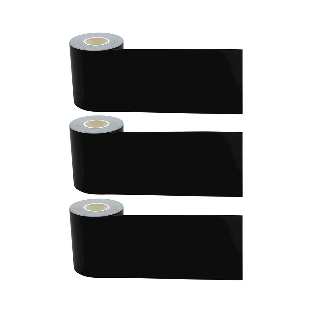 Black Straight Rolled Border Trim, 50 Feet Per Roll, Pack of 3. Picture 1