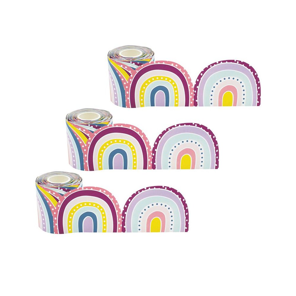 Oh Happy Day Rainbows Die-Cut Rolled Border Trim, 50 Feet Per Roll, 3 Rolls. Picture 1