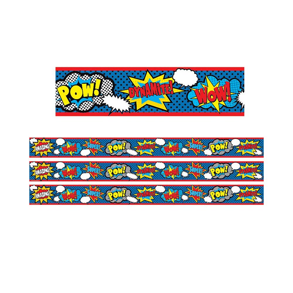 Superhero Straight Rolled Border Trim, 50 Feet Per Roll, 3 Rolls. Picture 1