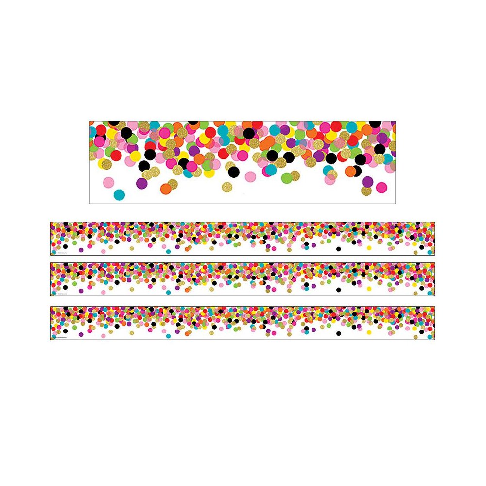 Confetti Straight Rolled Border Trim, 50 Feet Per Roll, 3 Rolls. Picture 1
