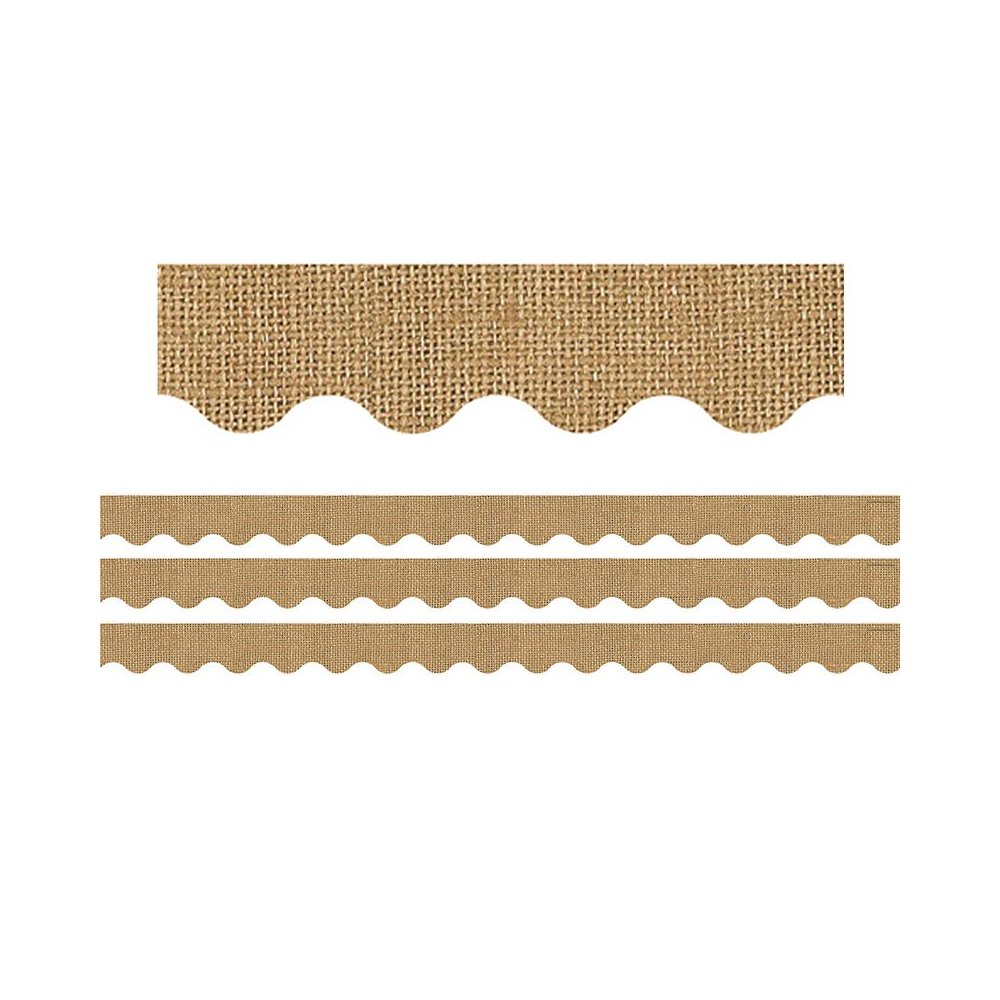 Burlap Design Scalloped Rolled Border Trim, 50 Feet Per Roll, 3 Rolls. Picture 1