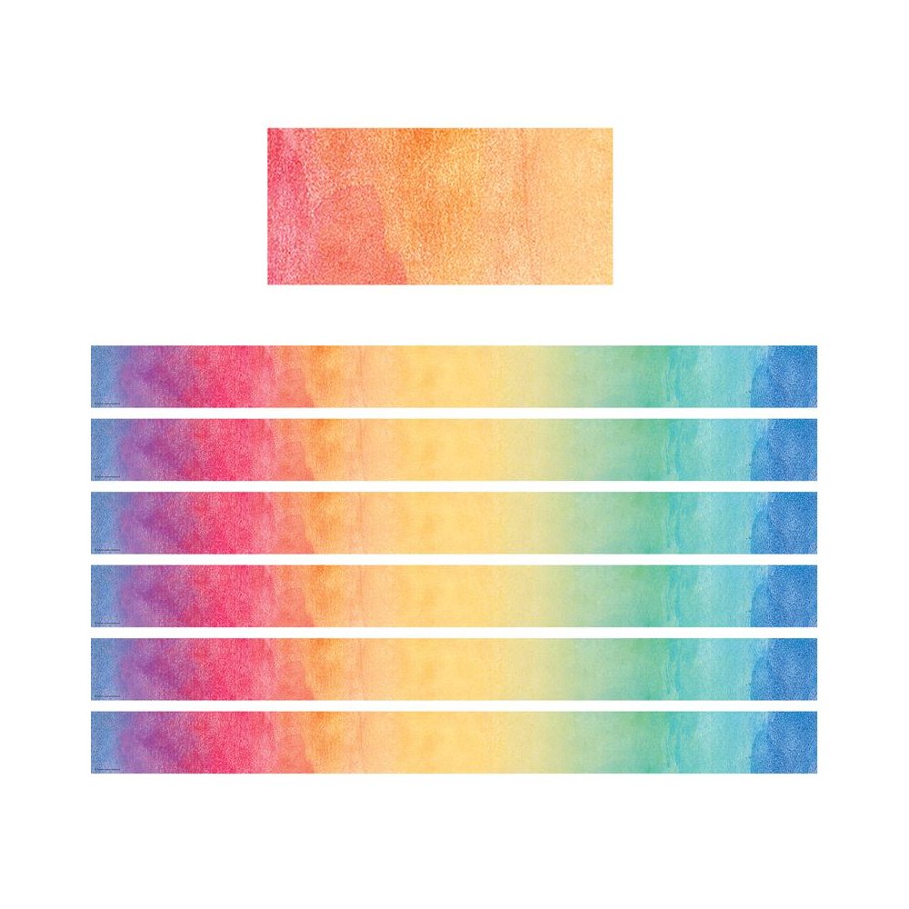 Watercolor Straight Border Trim, 35 Feet Per Pack, 6 Packs. Picture 1