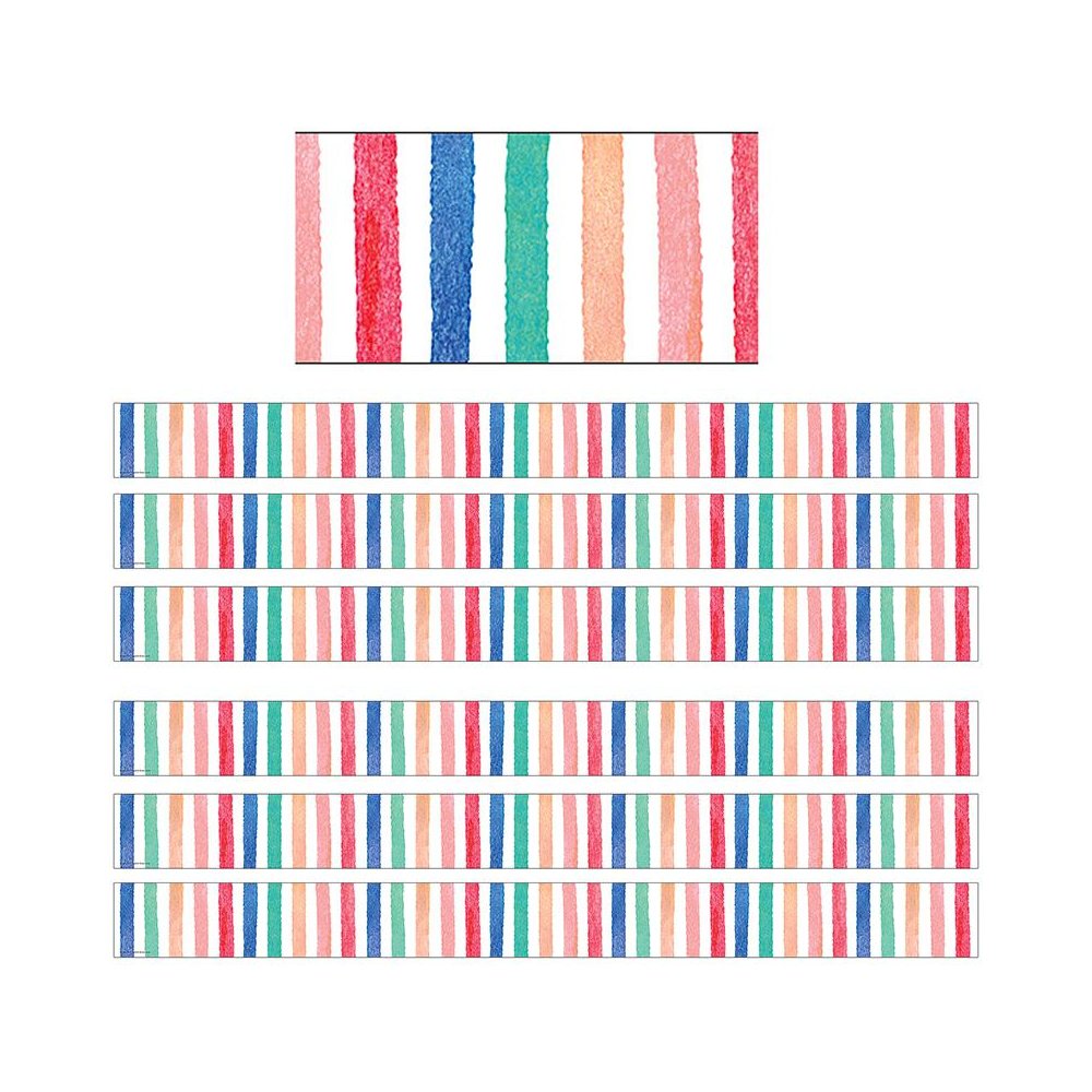 Watercolor Stripes Border Trim, 35 Feet Per Pack, 6 Packs. Picture 1