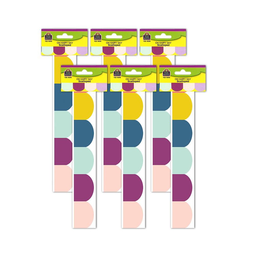 Oh Happy Day Scalloped Die-Cut Border Trim, 35 Feet, 6 Packs. Picture 1