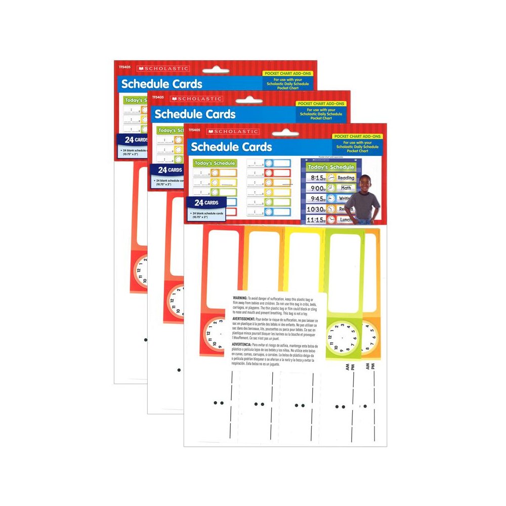 Schedule Cards, Pocket Chart Add-Ons, 24 cards Per Pack, 3 Packs. Picture 1