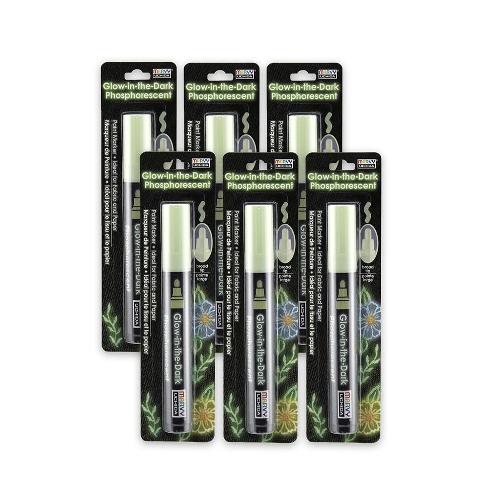 Glow In The Dark Green Fabric Marker, Pack of 6. Picture 1
